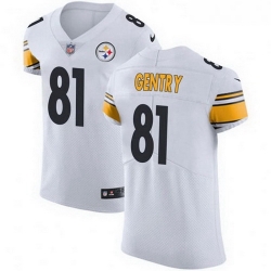 Men Nike 81 Zach Gentry Pittsburgh Steelers Elite White Vapor Untouchable Jersey