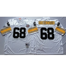 Men Pittsburgh Steelers 68 L. C. Greenwood White M&N Throwback Jersey