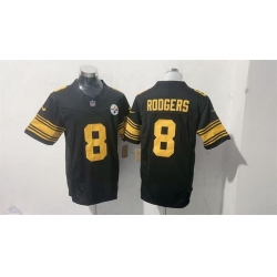 Men Pittsburgh Steelers  8 Aaron Rodgers Black F U S E  Color Rush Vapor Limited Stitched Football Jersey