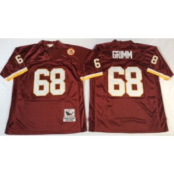 Men Redskins 68 Russ Grimm Red M&N Throwback Jersey