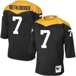 Mens Mitchell and Ness Pittsburgh Steelers 7 Ben Roethlisberger Elite Black 1967 Home Throwback NFL Jersey