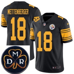 Men's Nike Pittsburgh Steelers #18 Zach Mettenberger Elite Black Rush NFL MDR Dan Rooney Patch Jersey