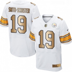 Mens Nike Pittsburgh Steelers 19 JuJu Smith Schuster Elite WhiteGold NFL Jersey