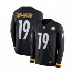 Mens Nike Pittsburgh Steelers 19 JuJu Smith Schuster Limited Black Therma Long Sleeve NFL Jersey