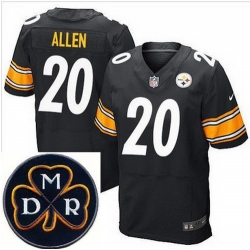 Men's Nike Pittsburgh Steelers #20 Will Allen Black Stitched NFL Elite MDR Dan Rooney Patch Jersey