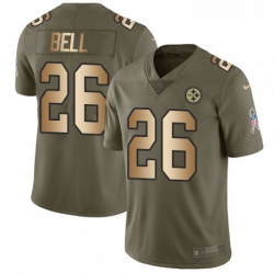 Mens Nike Pittsburgh Steelers 26 LeVeon Bell Limited OliveGold 2017 Salute to Service NFL Jersey