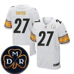 Men's Nike Pittsburgh Steelers #27 Jonathan Dwyer White Elite MDR Dan Rooney Patch Jerseys