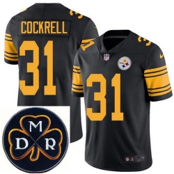 Men's Nike Pittsburgh Steelers #31 Ross Cockrell Elite Black Rush NFL MDR Dan Rooney Patch Jersey