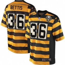 Mens Nike Pittsburgh Steelers 36 Jerome Bettis Elite YellowBlack Alternate 80TH Anniversary Throwback NFL Jersey