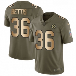 Mens Nike Pittsburgh Steelers 36 Jerome Bettis Limited OliveGold 2017 Salute to Service NFL Jersey