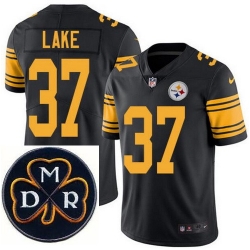 Men's Nike Pittsburgh Steelers #37 Carnell Lake Elite Black Rush NFL MDR Dan Rooney Patch Jersey