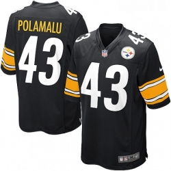 Mens Nike Pittsburgh Steelers 43 Troy Polamalu Game Black Team Color NFL Jersey