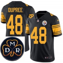 Men's Nike Pittsburgh Steelers #48 Bud Dupree Elite Black Rush NFL MDR Dan Rooney Patch Jersey