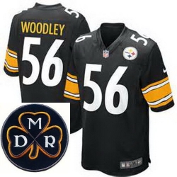 Men's Nike Pittsburgh Steelers #56 Lamarr Woodley Black Elite MDR Dan Rooney Patch Jerseys