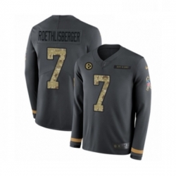 Mens Nike Pittsburgh Steelers 7 Ben Roethlisberger Limited Black Salute to Service Therma Long Sleeve NFL Jersey