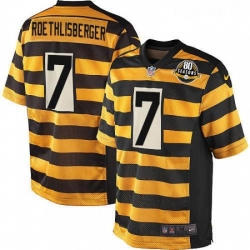 Mens Nike Pittsburgh Steelers 7 Ben Roethlisberger Limited YellowBlack Alternate 80TH Anniversary Throwback NFL Jersey