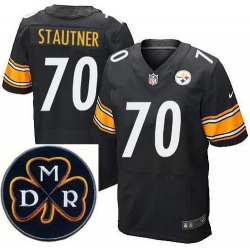 Men's Nike Pittsburgh Steelers #70 Ernie Stautner Elite Black NFL MDR Dan Rooney Patch Jersey