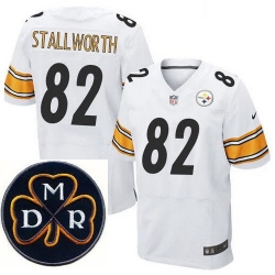 Men's Nike Pittsburgh Steelers #82 John Stallworth Elite White NFL MDR Dan Rooney Patch Jersey