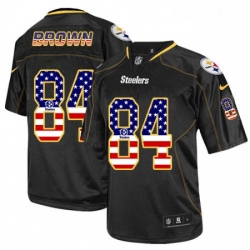 Mens Nike Pittsburgh Steelers 84 Antonio Brown Elite Black USA Flag Fashion NFL Jersey