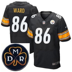 Men's Nike Pittsburgh Steelers #86 Hines Ward Elite Black NFL MDR Dan Rooney Patch Jersey