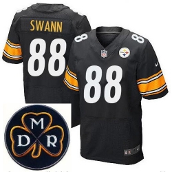 Men's Nike Pittsburgh Steelers #88 Lynn Swann Elite Black NFL MDR Dan Rooney Patch Jersey