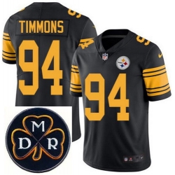 Men's Nike Pittsburgh Steelers #94 Lawrence Timmons Elite Black Rush NFL MDR Dan Rooney Patch Jersey