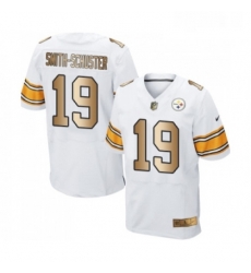 Mens Pittsburgh Steelers 19 JuJu Smith Schuster Elite White Gold Football Jersey