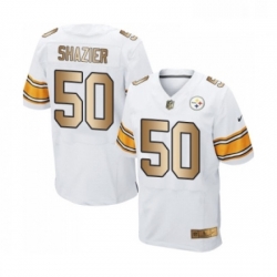 Mens Pittsburgh Steelers 50 Ryan Shazier Elite White Gold Football Jersey