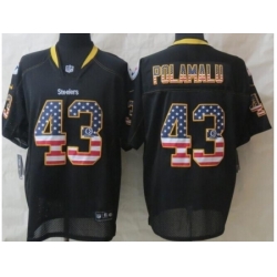 Nike Pittsburgh Steelers 43 Troy Polamalu Black Elite USA Flag Fashion NFL Jersey