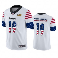 Nike Steelers 19 JuJu Smith Schuster White USA Flag Fashion Limited Jersey