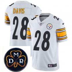 Nike Steelers #28 Sean Davis White Mens NFL Vapor Untouchable Limited Stitched With MDR Dan Rooney Patch Jersey