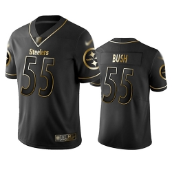 Steelers 55 Devin Bush Black Men Stitched Football Limited Golden Edition Jersey