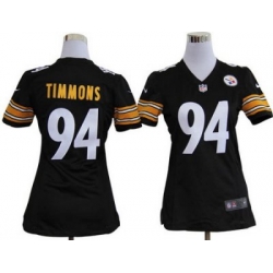 Nike Women NFL Pittsburgh Steelers #94 Lawrence Timmons Black Jerseys