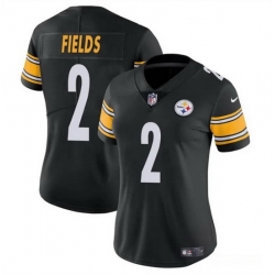 Women Pittsburgh Steelers 2 Justin Fields Black Vapor Stitched Football Jersey