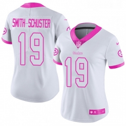 Womens Nike Pittsburgh Steelers 19 JuJu Smith Schuster Limited WhitePink Rush Fashion NFL Jersey