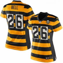 Womens Nike Pittsburgh Steelers 26 LeVeon Bell Game YellowBlack Alternate 80TH Anniversary Throwback NFL Jersey