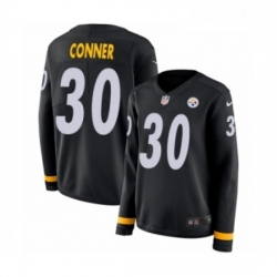 Womens Nike Pittsburgh Steelers 30 James Conner Limited Black Therma Long Sleeve NFL Jersey