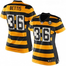 Womens Nike Pittsburgh Steelers 36 Jerome Bettis Elite YellowBlack Alternate 80TH Anniversary Throwback NFL Jersey