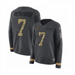 Womens Nike Pittsburgh Steelers 7 Ben Roethlisberger Limited Black Salute to Service Therma Long Sleeve NFL Jersey