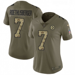 Womens Nike Pittsburgh Steelers 7 Ben Roethlisberger Limited OliveCamo 2017 Salute to Service NFL Jersey