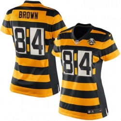 Womens Nike Pittsburgh Steelers 84 Antonio Brown Game YellowBlack Alternate 80TH Anniversary Throwback NFL Jersey