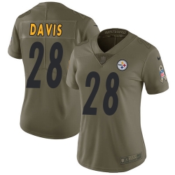 Womens Nike Steelers #28 Sean Davis Olive  Stitched NFL Limited 2017 Salute to Service Jersey