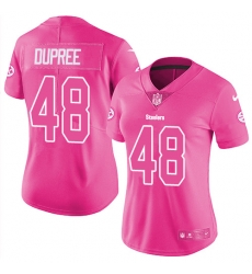 Womens Nike Steelers #48 Bud Dupree Pink  Stitched NFL Limited Rush Fashion Jersey