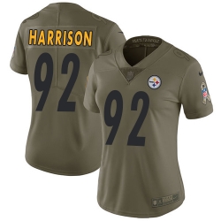 Womens Nike Steelers #92 James Harrison Olive  Stitched NFL Limited 2017 Salute to Service Jersey