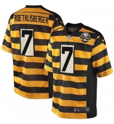 Youth Nike Pittsburgh Steelers 7 Ben Roethlisberger Elite YellowBlack Alternate 80TH Anniversary Throwback NFL Jersey