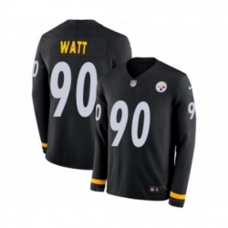 Youth Nike Pittsburgh Steelers 90 T J Watt Limited Black Therma Long Sleeve NFL Jersey