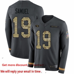 49ers 19 Deebo Samuel Anthracite Salute to Service Men Stitched Football Limited Therma Long Sleeve Jersey