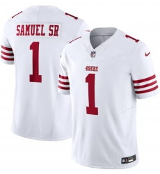 Men San Francisco 49ers 1 Deebo Samuel SR White 2024 F U S E Vapor Untouchable Limited Stitched Football Jersey