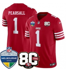 Men San Francisco 49ers 1 Ricky Pearsall Red 80th Anniversary And Melbourne Game Patch 2026 F U S E Vapor Untouchabl2026 F U S E Vapor Untouchable Limit Men San Francisco 49ers 1 Ricky Pearsall Red 80th Anniversary And Melbourne Game Patch 2026 F U S E Vapor Untouchabl2026 F U S E Vapor Untouchable Limit