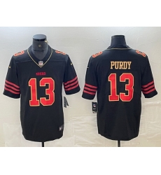 Men San Francisco 49ers 13 Brock Purdy Black Gold Stitched Jersey